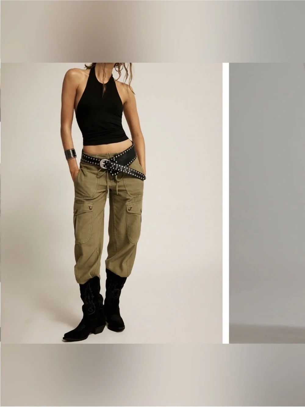 NWOT Free People We The Free Park Ave Pull-On Cargo Pants - adventurer green - L